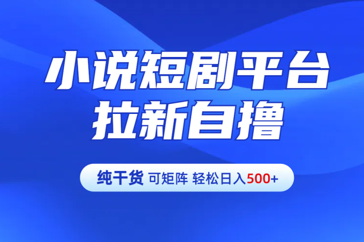 【纯干货】小说短剧平台拉新自撸玩法详解-单人轻松日入500+极客联盟-网创项目资源站-副业项目-创业项目-搞钱项目极客联盟