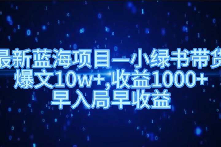最新蓝海项目小绿书带货，爆文10w＋，收益1000＋，早入局早获益！！极客联盟-网创项目资源站-副业项目-创业项目-搞钱项目极客联盟