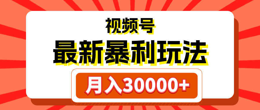 视频号最新暴利玩法，轻松月入30000+极客联盟-网创项目资源站-副业项目-创业项目-搞钱项目极客联盟