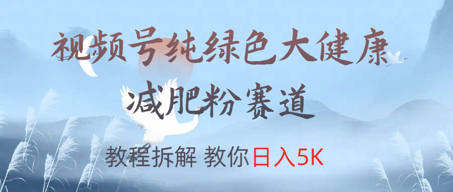 视频号纯绿色大健康粉赛道，教程拆解，教你日入5K极客联盟-网创项目资源站-副业项目-创业项目-搞钱项目极客联盟