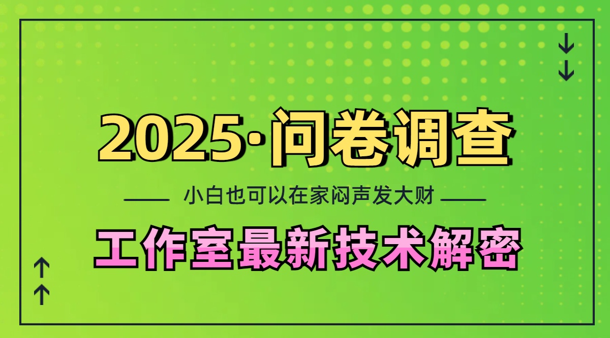 2025《问卷调查》最新工作室技术解密：一个人在家也可以闷声发大财，小白一天200+，可矩阵放大极客联盟-网创项目资源站-副业项目-创业项目-搞钱项目极客联盟