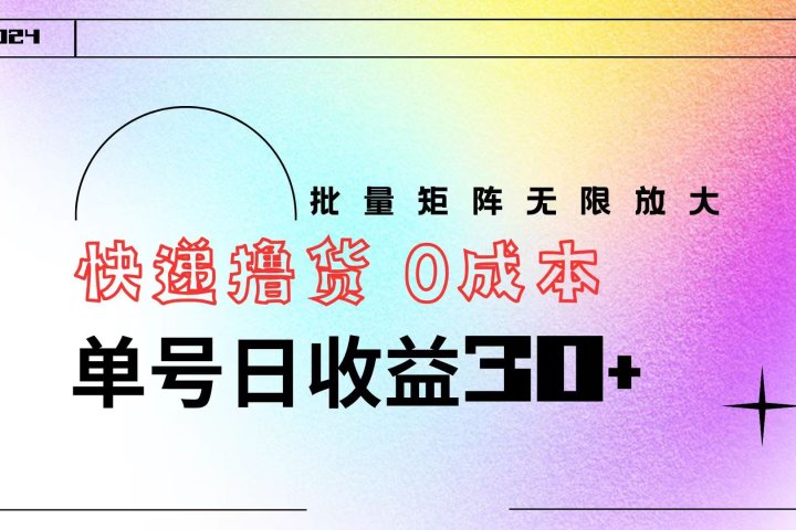 快递撸货  0成本 单号日收益30+ 批量矩阵可无限放大极客联盟-网创项目资源站-副业项目-创业项目-搞钱项目极客联盟