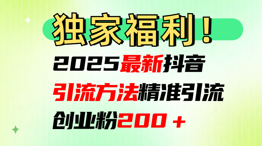 2025最新抖音引流方法每日精准引流创业粉200＋极客联盟-网创项目资源站-副业项目-创业项目-搞钱项目极客联盟