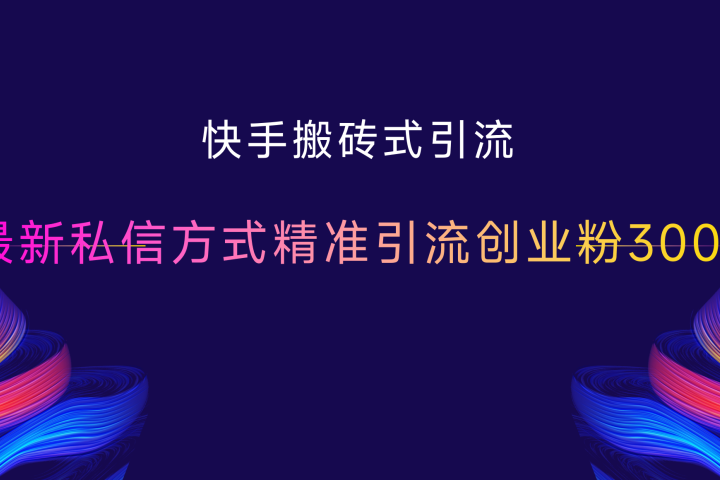 快手搬砖式引流，最新私信方式精准引流创业粉300+极客联盟-网创项目资源站-副业项目-创业项目-搞钱项目极客联盟
