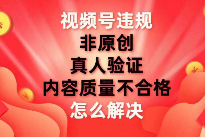 最新视频号【非原创，内容质量不合格，真人验证】违规怎么解决极客联盟-网创项目资源站-副业项目-创业项目-搞钱项目极客联盟