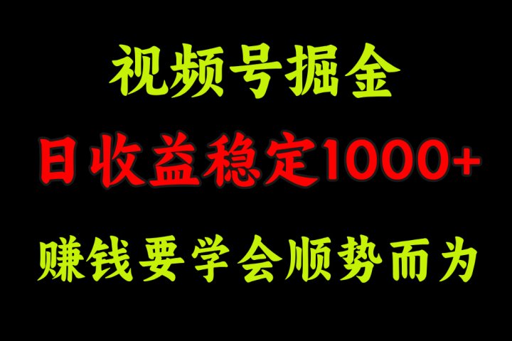 视频号掘金，单日收益稳定在1000+极客联盟-网创项目资源站-副业项目-创业项目-搞钱项目极客联盟