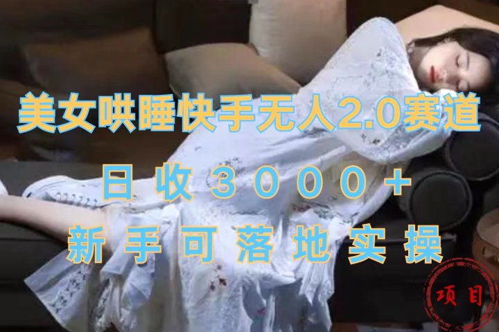 美女哄睡快手无人2.0赛道，日收3000+，新手可落地实操极客联盟-网创项目资源站-副业项目-创业项目-搞钱项目极客联盟