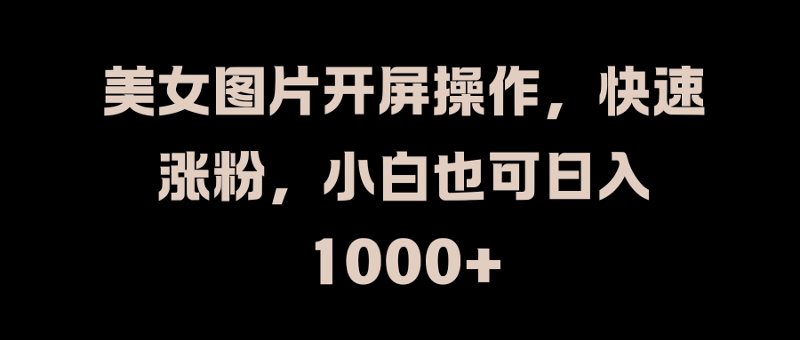 美女图片开屏操作，快速涨粉，小白也可日入1000+极客联盟-网创项目资源站-副业项目-创业项目-搞钱项目极客联盟