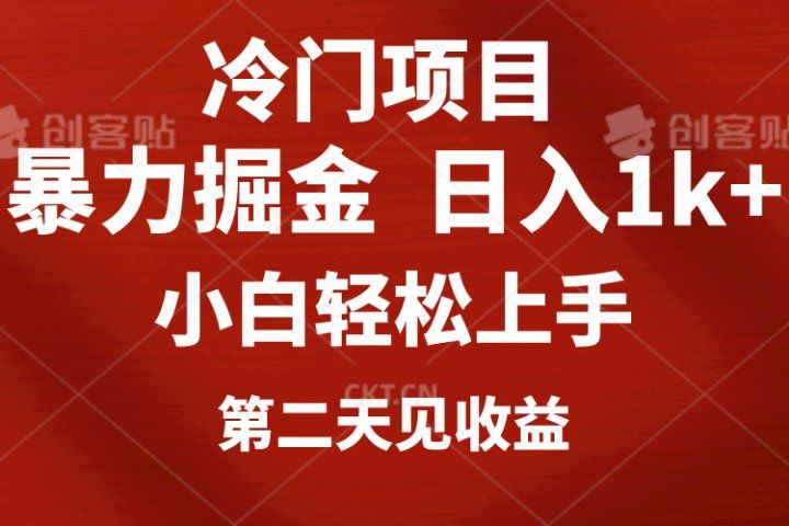 冷门项目，靠一款软件日入1000+暴力掘金小白轻松上手，第二天见收益极客联盟-网创项目资源站-副业项目-创业项目-搞钱项目极客联盟