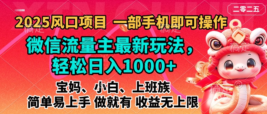 2025蓝海风口项目，微信流量主最新玩法，轻松日入1000+，简单易上手，做就有 收益无上限极客联盟-网创项目资源站-副业项目-创业项目-搞钱项目极客联盟