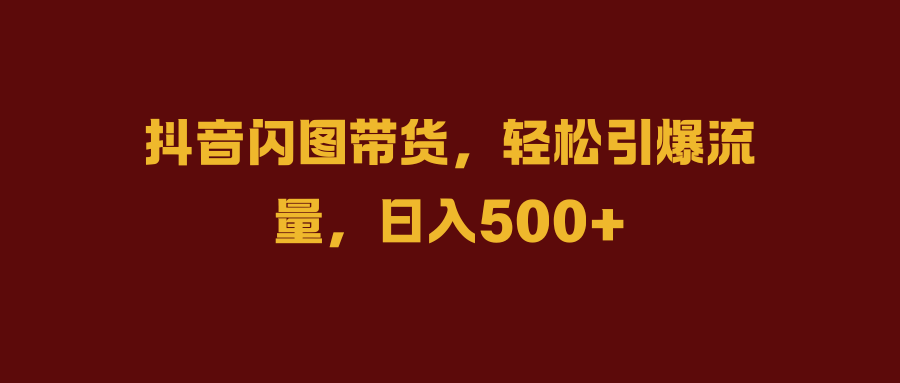 图片[1]极客联盟-网创项目资源站-副业项目-创业项目-搞钱项目抖音闪图带货，轻松引爆流量，日入500+极客联盟-网创项目资源站-副业项目-创业项目-搞钱项目极客联盟