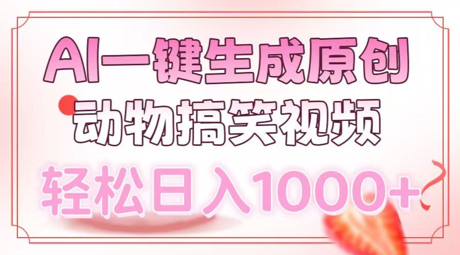 AI一键生成原创动物搞笑视频，轻松日入1000+极客联盟-网创项目资源站-副业项目-创业项目-搞钱项目极客联盟