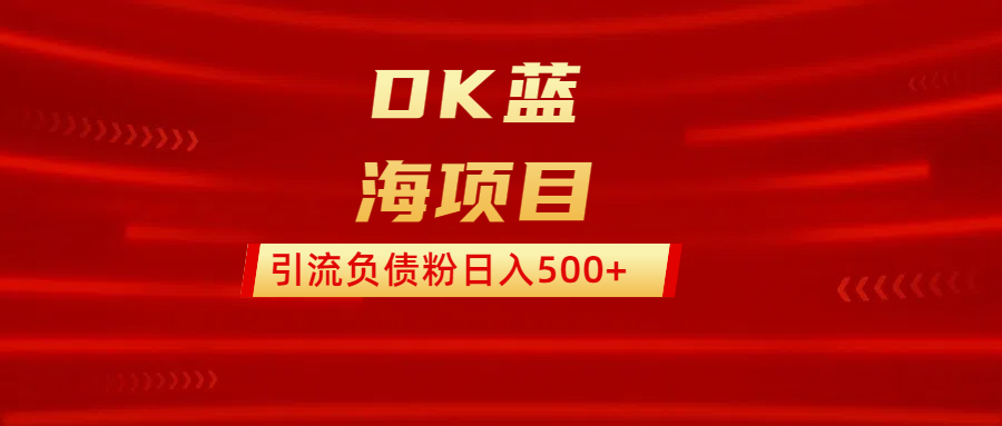 DK蓝海项目  通过，抖音，快手，小红书，引流负债粉日入500+极客联盟-网创项目资源站-副业项目-创业项目-搞钱项目极客联盟