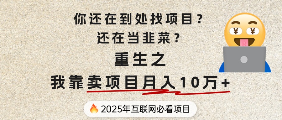 你还在到处找项目？还在当韭菜？重生之我靠卖项目月入 10 万+，曾经我也是个失败者。极客联盟-网创项目资源站-副业项目-创业项目-搞钱项目极客联盟