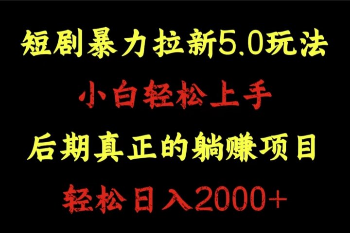 短剧暴力拉新5.0玩法。小白轻松上手。后期真正躺赚的项目。轻松日入2000+极客联盟-网创项目资源站-副业项目-创业项目-搞钱项目极客联盟