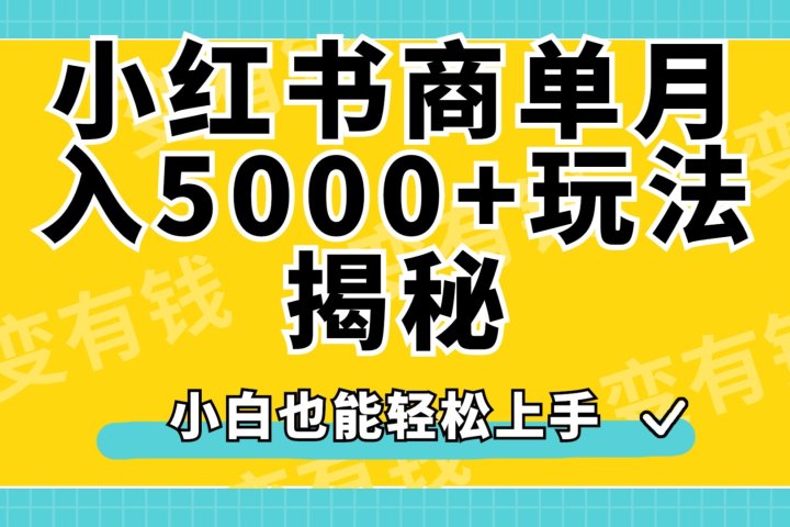 小红书商单原创起号玩法揭秘，小白月入5000+极客联盟-网创项目资源站-副业项目-创业项目-搞钱项目极客联盟