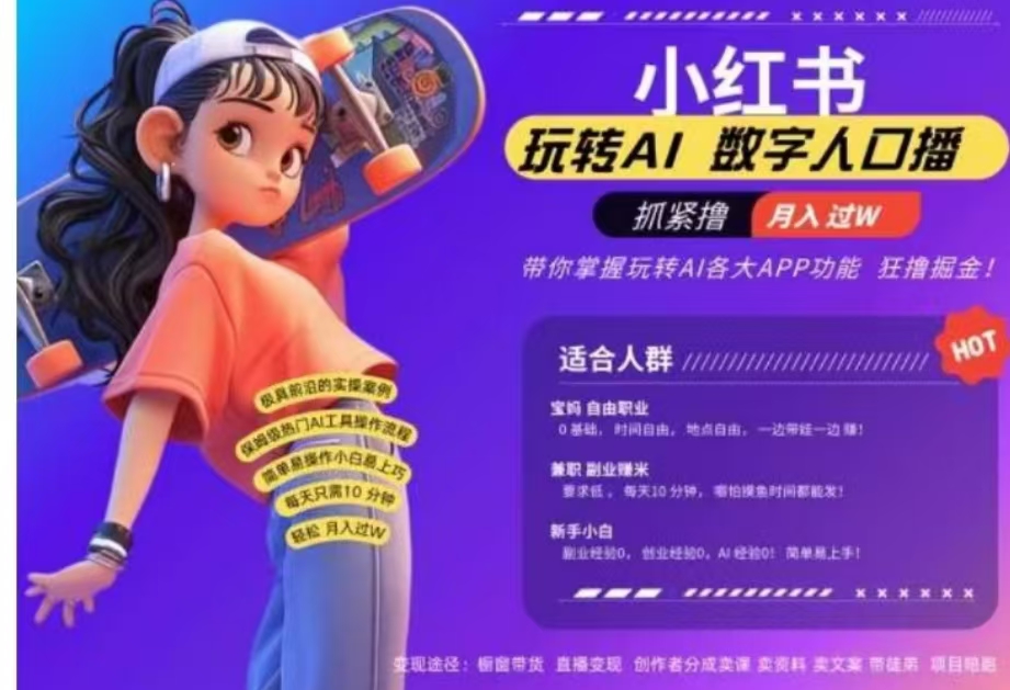 图片[1]极客联盟-网创项目资源站-副业项目-创业项目-搞钱项目小红书数字人暴力起号，AI改写文案，流量火爆月入破W轻松拿捏，再也不用费劲录口播极客联盟-网创项目资源站-副业项目-创业项目-搞钱项目极客联盟
