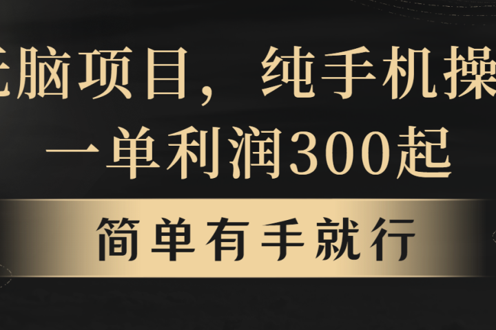 无脑项目，一单几百块，轻松月入5w+，看完就能直接操作极客联盟-网创项目资源站-副业项目-创业项目-搞钱项目极客联盟