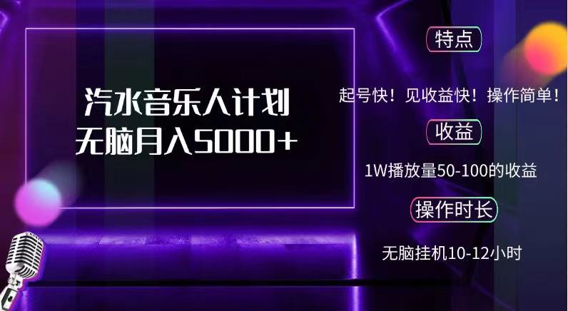 抖音汽水音乐人计划无脑月入5000+极客联盟-网创项目资源站-副业项目-创业项目-搞钱项目极客联盟