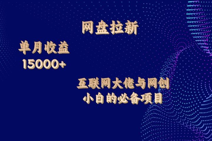 网盘拉新项目,单月收入10000+,互联网大佬与副业小白的必备项目极客联盟-网创项目资源站-副业项目-创业项目-搞钱项目极客联盟