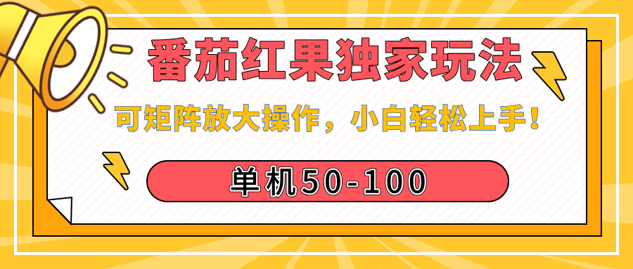番茄红果独家玩法，单机50-100，可矩阵放大操作，小白轻松上手！极客联盟-网创项目资源站-副业项目-创业项目-搞钱项目极客联盟