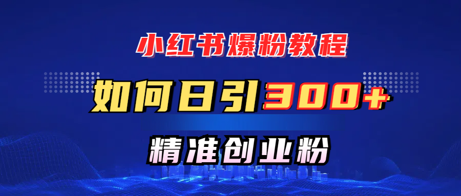 小红书爆粉教程，如何日引300+创业粉，快速实现精准变现！极客联盟-网创项目资源站-副业项目-创业项目-搞钱项目极客联盟