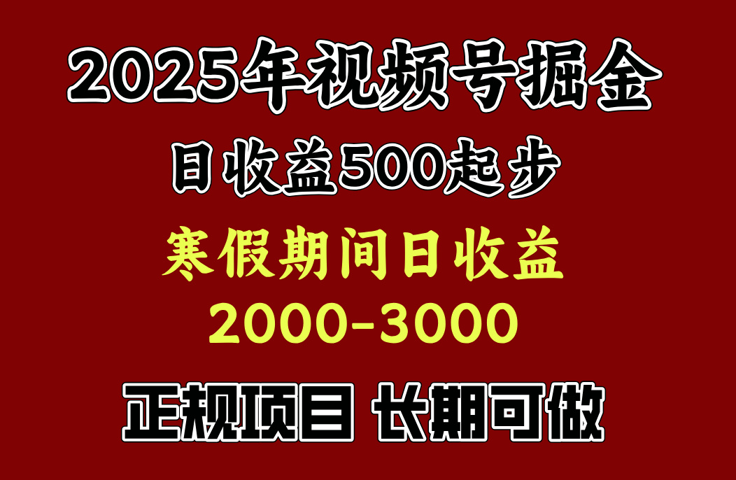 最新视频号项目，单账号日收益500起步，寒假期间日收益2000-3000左右，极客联盟-网创项目资源站-副业项目-创业项目-搞钱项目极客联盟