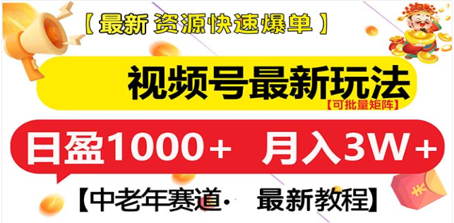 视频号独家玩法，老年养生赛道，无脑搬运爆款视频，日入1000+极客联盟-网创项目资源站-副业项目-创业项目-搞钱项目极客联盟