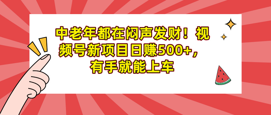 中老年都在闷声发财！视频号新项目日赚500+，有手就能上车极客联盟-网创项目资源站-副业项目-创业项目-搞钱项目极客联盟
