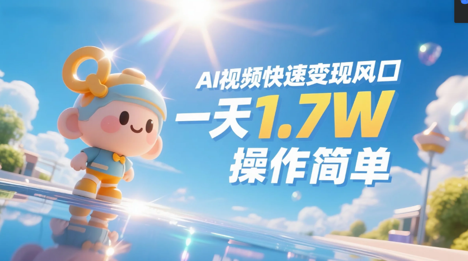 《Ai视频变现风口，一天1.7W，收入无上限，操作简单》极客联盟-网创项目资源站-副业项目-创业项目-搞钱项目极客联盟