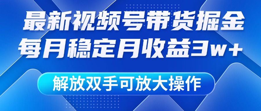 最新视频号带货掘金项目，每月稳定月收益3w+，解放双手，可放大操作极客联盟-网创项目资源站-副业项目-创业项目-搞钱项目极客联盟