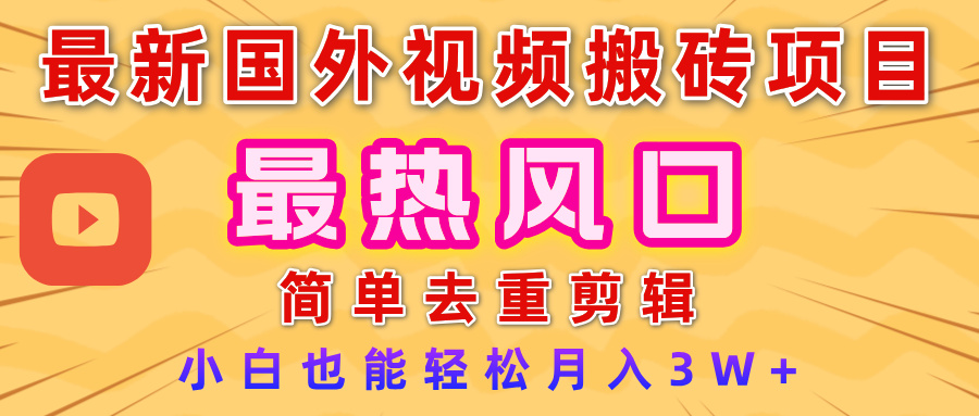 2025最新热门风口，国外视频搬砖项目，简单去重剪辑，小白也能轻松月入3W+极客联盟-网创项目资源站-副业项目-创业项目-搞钱项目极客联盟