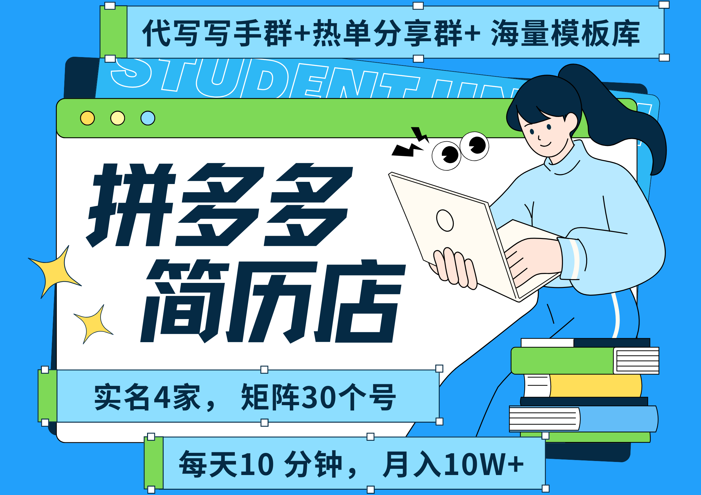 拼多多 虚拟资料 简历 海报代写 全SOP流程 毫无保留分享（含后端资料以及代写渠道）每天十分钟 每人实名四个店  矩阵30个账号  轻轻松松 月入10W极客联盟-网创项目资源站-副业项目-创业项目-搞钱项目极客联盟