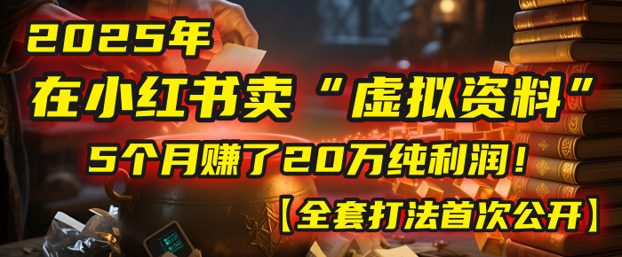 2025年在小红书卖“虚拟资料”，5个月赚了20万纯利润！【全套打法首次公开】极客联盟-网创项目资源站-副业项目-创业项目-搞钱项目极客联盟