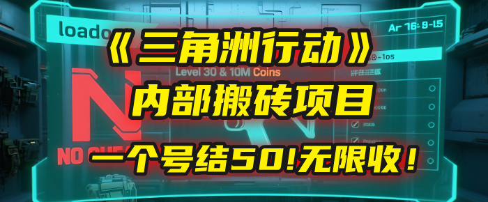 《三角洲行动》内部搬砖项目：打一个号，结50块，无限收！极客联盟-网创项目资源站-副业项目-创业项目-搞钱项目极客联盟
