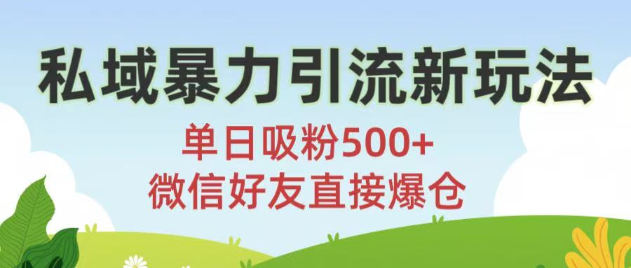私域暴力引流新玩法!单日吸粉500+,微信好友直接爆仓极客联盟-网创项目资源站-副业项目-创业项目-搞钱项目极客联盟
