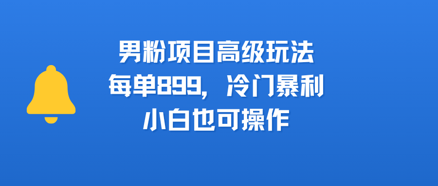 男粉项目高级玩法，每单899，冷门暴利，小白也可操作极客联盟-网创项目资源站-副业项目-创业项目-搞钱项目极客联盟
