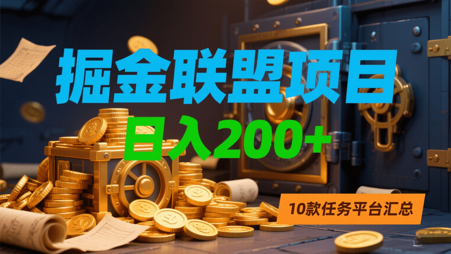 掘金联盟项目，日入200+，10款任务平台汇总极客联盟-网创项目资源站-副业项目-创业项目-搞钱项目极客联盟