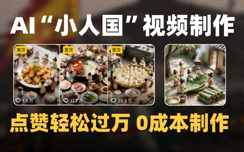 爆款1000W+微缩景观迷你小人国AI视频，0成本制作全流程教学极客联盟-网创项目资源站-副业项目-创业项目-搞钱项目极客联盟