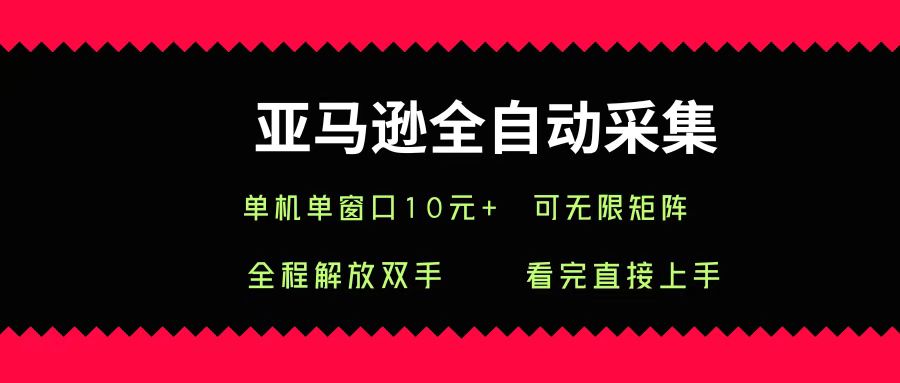 亚马逊全自动采集，单机单窗口一天10+，可无限矩阵去做极客联盟-网创项目资源站-副业项目-创业项目-搞钱项目极客联盟