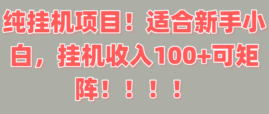 纯挂机项目！适合新手小白，挂机收入100＋可矩阵！！！极客联盟-网创项目资源站-副业项目-创业项目-搞钱项目极客联盟