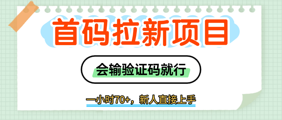 首码拉新,会输入验证码就行,一小时70+极客联盟-网创项目资源站-副业项目-创业项目-搞钱项目极客联盟