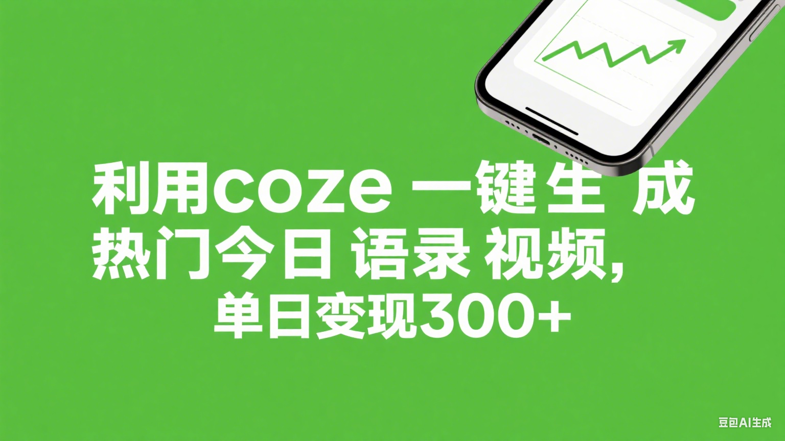 利用coze一键生成热门今日语录视频，单日变现300+极客联盟-网创项目资源站-副业项目-创业项目-搞钱项目极客联盟