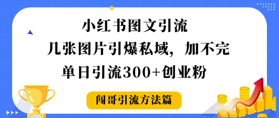 小红书图文引流,几张图片引爆私域加不完,单日引流300+创业粉极客联盟-网创项目资源站-副业项目-创业项目-搞钱项目极客联盟